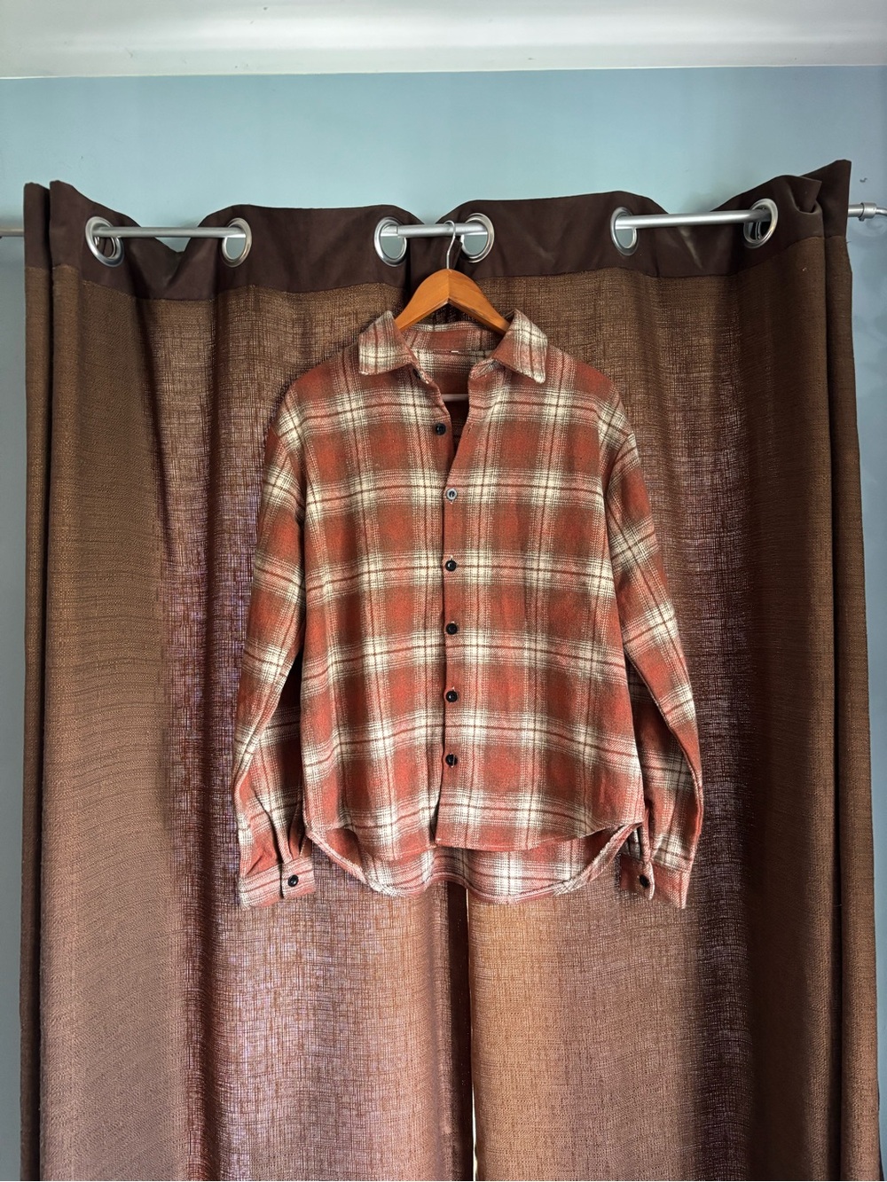 Men's Rust Plaid Heavyweight Button-Up Shirt